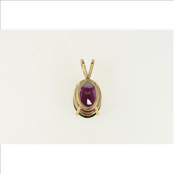14K Oval Tourmaline Solitaire Statement Yellow Gold Pendant