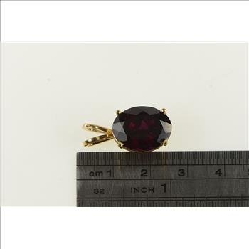 14K Oval Tourmaline Solitaire Statement Yellow Gold Pendant