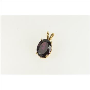 14K Oval Tourmaline Solitaire Statement Yellow Gold Pendant