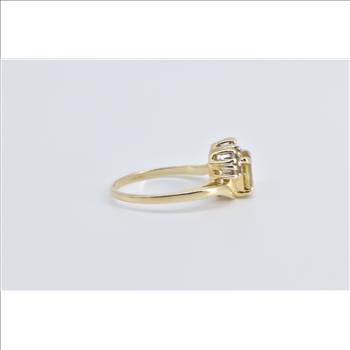 14K Oval Yellow Sapphire Diamond Vintage Bypass Yellow Gold Ring, Size 7