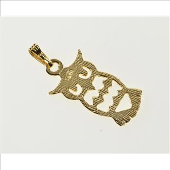 14K Owl Bird Cut Out Wisdom Symbol Yellow Gold Charm/Pendant