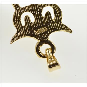 14K Owl Bird Cut Out Wisdom Symbol Yellow Gold Charm/Pendant