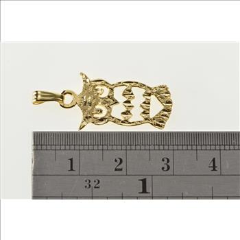 14K Owl Bird Cut Out Wisdom Symbol Yellow Gold Charm/Pendant