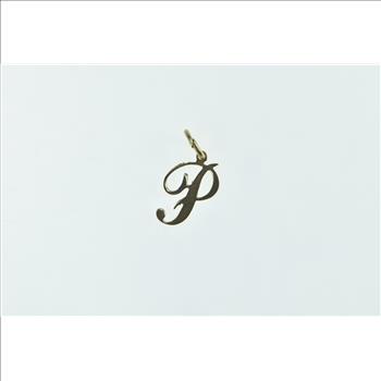 14K P Cursive Letter Monogram Initial Name Yellow Gold Charm/Pendant