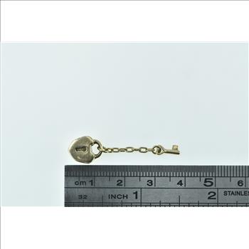 14K Pandora Heart Padlock Key Designer Yellow Gold Charm/Pendant