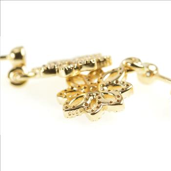 14K Pandora Lace Botanique Floral Dangle Yellow Gold Earrings