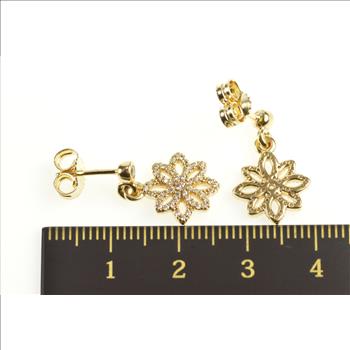 14K Pandora Lace Botanique Floral Dangle Yellow Gold Earrings