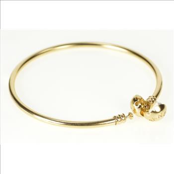 14K Pandora Signature Clasp Charm Bangle Yellow Gold Bracelet 8