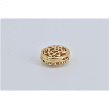 14K Pave Citrine Encrusted Round Filigree Slide Yellow Gold Pendant