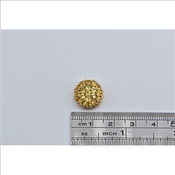 14K Pave Citrine Encrusted Round Filigree Slide Yellow Gold Pendant