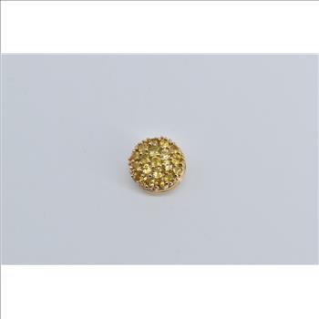 14K Pave Citrine Encrusted Round Filigree Slide Yellow Gold Pendant