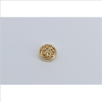 14K Pave Citrine Encrusted Round Filigree Slide Yellow Gold Pendant