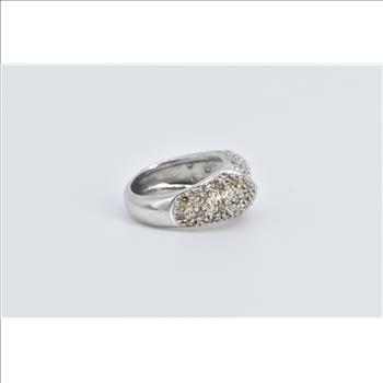 14K Pave Diamond Encrusted Statement Band White Gold Ring, Size 2.75
