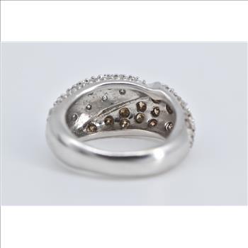 14K Pave Diamond Encrusted Statement Band White Gold Ring, Size 2.75