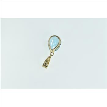 14K Pear Blue Topaz Solitaire Classic Statement Yellow Gold Pendant