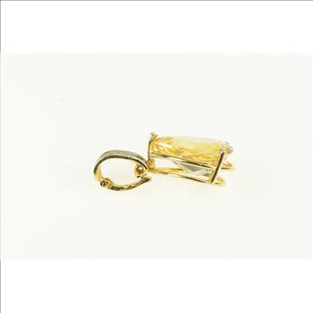 14K Pear Citrine Diamond Vintage Statement Yellow Gold Pendant