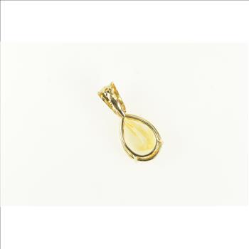 14K Pear Citrine Diamond Vintage Statement Yellow Gold Pendant