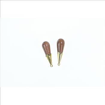 14K Pear Goldstone Tear Drop Dangle Yellow Gold Earrings