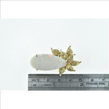14K Pear Huge Natural Opal Leaf Cluster Statement Yellow Gold Pendant/Pin