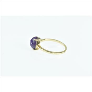 14K Pear Lindy Syn. Star Ruby Cabochon Statement Yellow Gold Ring, Size 6.25