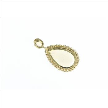 14K Pear Natural Opal Diamond Halo Drop Yellow Gold Pendant