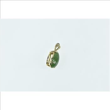 14K Pear Nephrite Cabochon Vintage Statement Yellow Gold Pendant