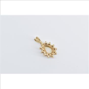 14K Pear Opal Diamond Halo Vintage Fashion Yellow Gold Pendant