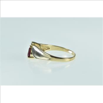 14K Pear Ruby Diamond Accent Vintage Chevron Yellow Gold Ring, Size 11.25
