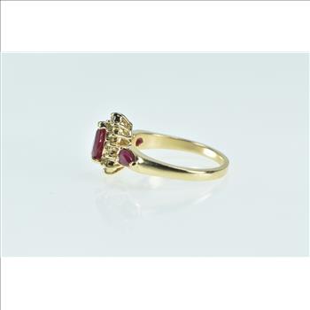 14K Pear Ruby Diamond Halo Engagement Yellow Gold Ring, Size 7