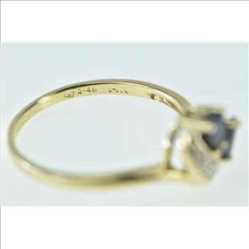 14K Pear Sapphire Diamond Wavy Statement Yellow Gold Ring, Size 7.25