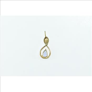 14K Pear Tanzanite Tear Drop Dangle Single Yellow Gold Earring
