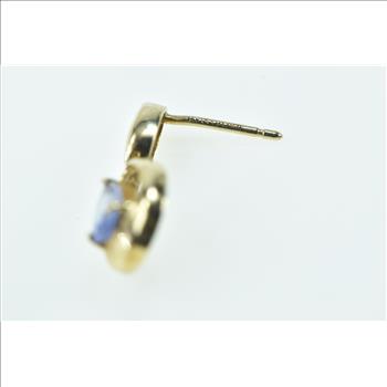 14K Pear Tanzanite Tear Drop Dangle Single Yellow Gold Earring