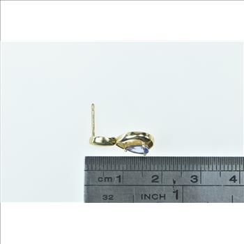 14K Pear Tanzanite Tear Drop Dangle Single Yellow Gold Earring