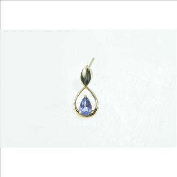 14K Pear Tanzanite Tear Drop Dangle Single Yellow Gold Earring