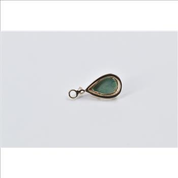 14K Pear Turquoise Cabochon CZ Accent Vintage Yellow Gold Charm/Pendant