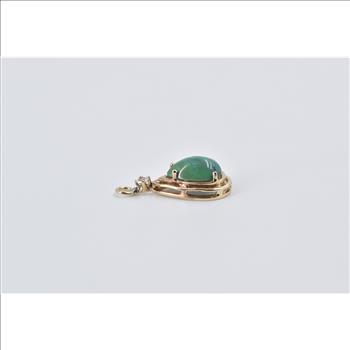 14K Pear Turquoise Cabochon CZ Accent Vintage Yellow Gold Charm/Pendant
