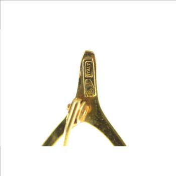 14K Pearl Accent Wish Bone Good Luck Hope Yellow Gold Pin/Brooch