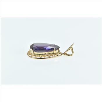 14K Pearl Amethyst Ornate Vintage Filigree Trim Yellow Gold Charm/Pendant