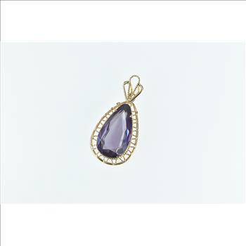 14K Pearl Amethyst Ornate Vintage Filigree Trim Yellow Gold Charm/Pendant