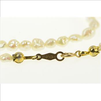 14K Pearl Beaded Vintage Classic Statement Yellow Gold Bracelet 16.75