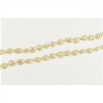 14K Pearl Beaded Vintage Classic Statement Yellow Gold Bracelet 16.75
