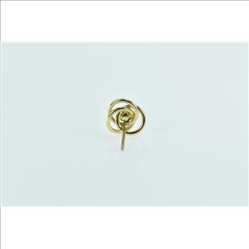 14K Pearl Celtic Knot Woven Design Single Stud Yellow Gold Earring