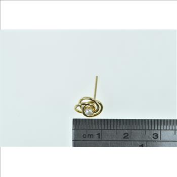 14K Pearl Celtic Knot Woven Design Single Stud Yellow Gold Earring