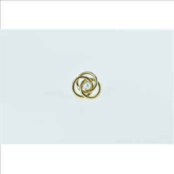 14K Pearl Celtic Knot Woven Design Single Stud Yellow Gold Earring