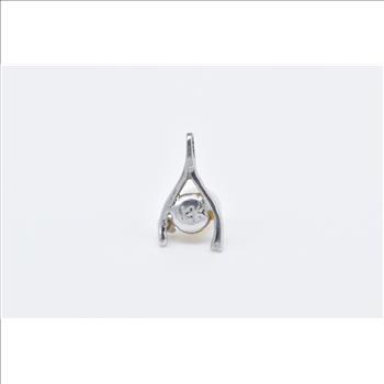 14K Pearl Diamond Accent Vintage Horse Shoe White Gold Charm/Pendant