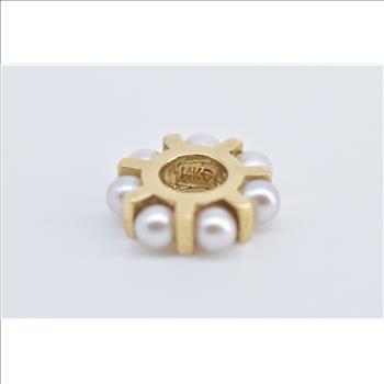 14K Pearl Inset Spacer Slide Bracelet Bead Yellow Gold Charm/Pendant