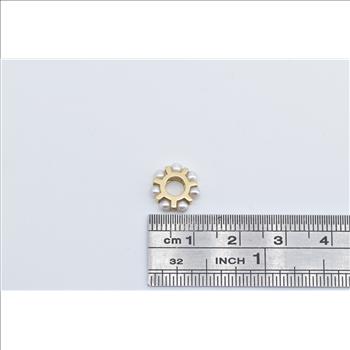 14K Pearl Inset Spacer Slide Bracelet Bead Yellow Gold Charm/Pendant