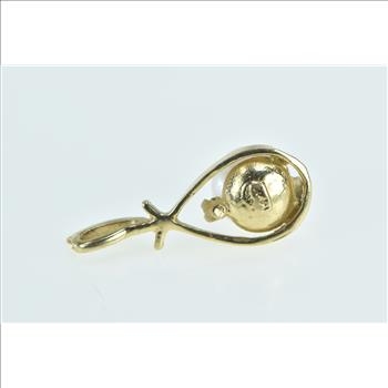 14K Pearl Vintage Diamond Accent Classic Yellow Gold Pendant