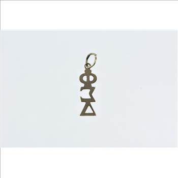 14K Phi Sigma Delta Word Cut Out Greek Letter Yellow Gold Charm/Pendant
