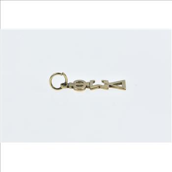 14K Phi Sigma Delta Word Cut Out Greek Letter Yellow Gold Charm/Pendant